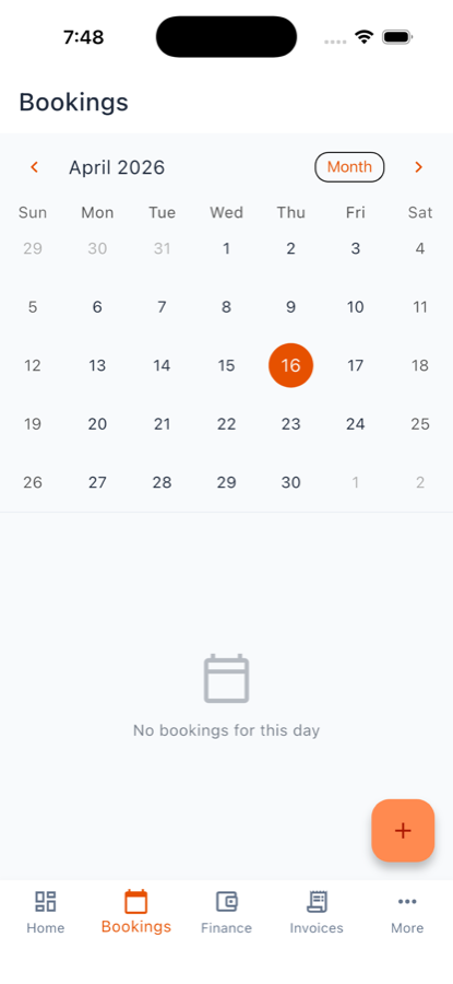 TradePro bookings calendar for job scheduling
